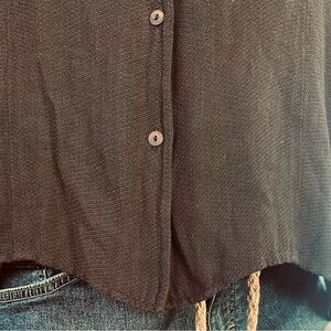 Eileen Fisher Petite L deep chocolate brown button down 3/4 sleeve top NWT